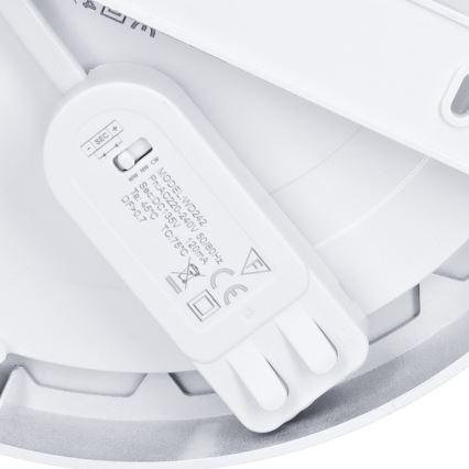 LED-paneeli, pinta- tai alaslaskettava 2-in-1 18W/230V 3000/4000/6000K Ø 22,5 cm IP54 hopea