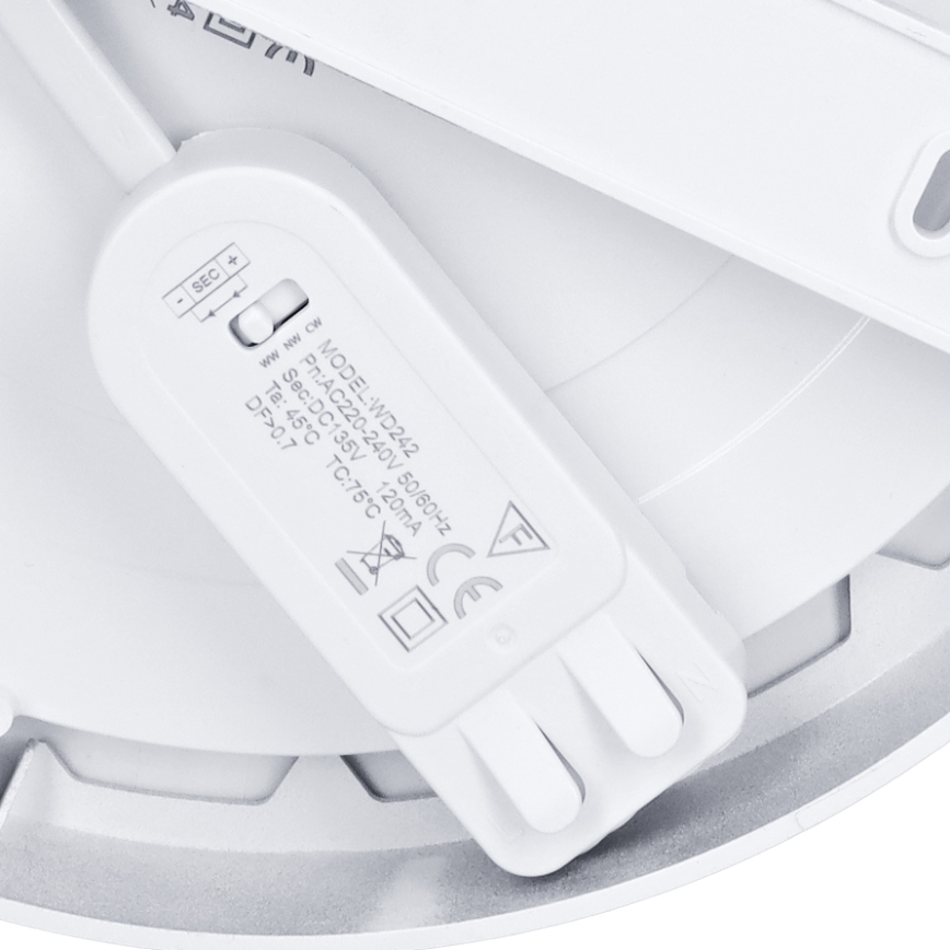 LED-paneeli, pinta- tai alaslaskettava 2-in-1 18W/230V 3000/4000/6000K Ø 22,5 cm IP54 hopea