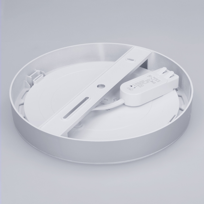 LED-paneeli, pinta- tai alaslaskettava 2-in-1 18W/230V 3000/4000/6000K Ø 22,5 cm IP54 hopea