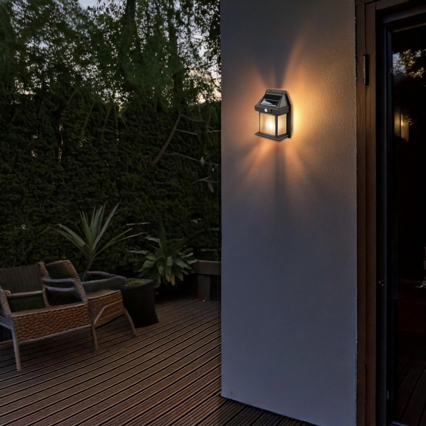 LED-himmennettävä aurinkokennolyhty anturilla LED/3,7V IP44 1200 mAh