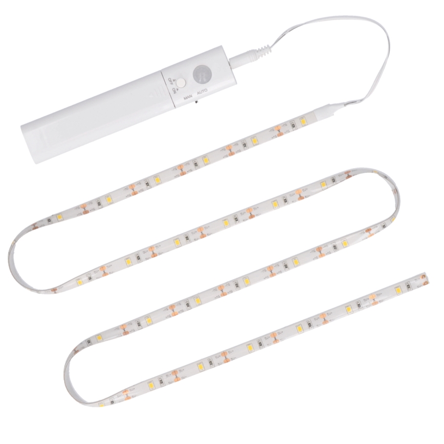 LED-nauha anturilla 4xAAA 3000K 1m