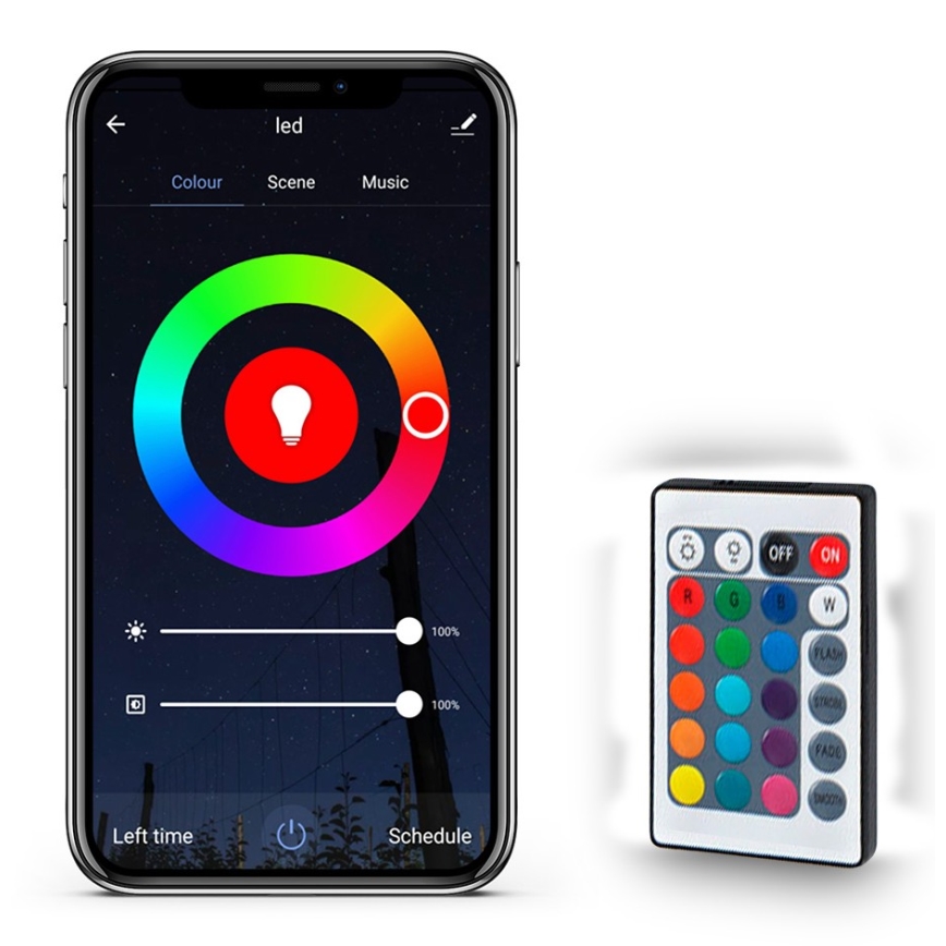 LED-RGB-himmennettävä nauha LED/20W/230V 5m IP65 Tuya + kaukosäädin