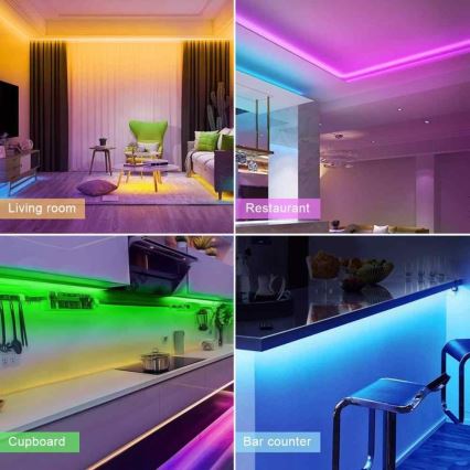 LED-RGB-himmennettävä nauha LED/20W/230V 5m IP65 Tuya + kaukosäädin