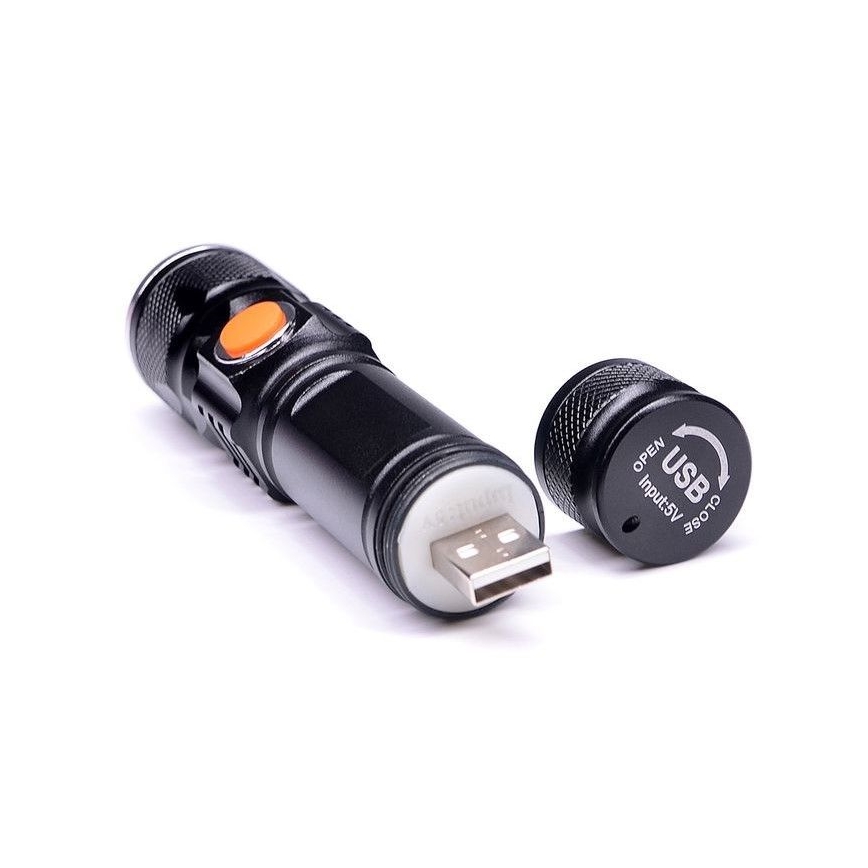 Ladattava LED-taskulamppu USB LED/3W/3,7V IP44