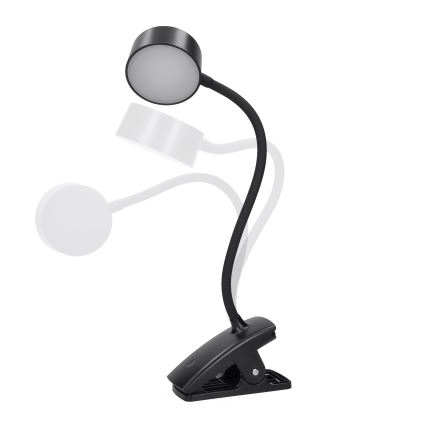 LED Himmennettävä joustava ladattava pöytävalaisin klipsillä LED/2W/1800 mAh 3000/4000/6500K musta