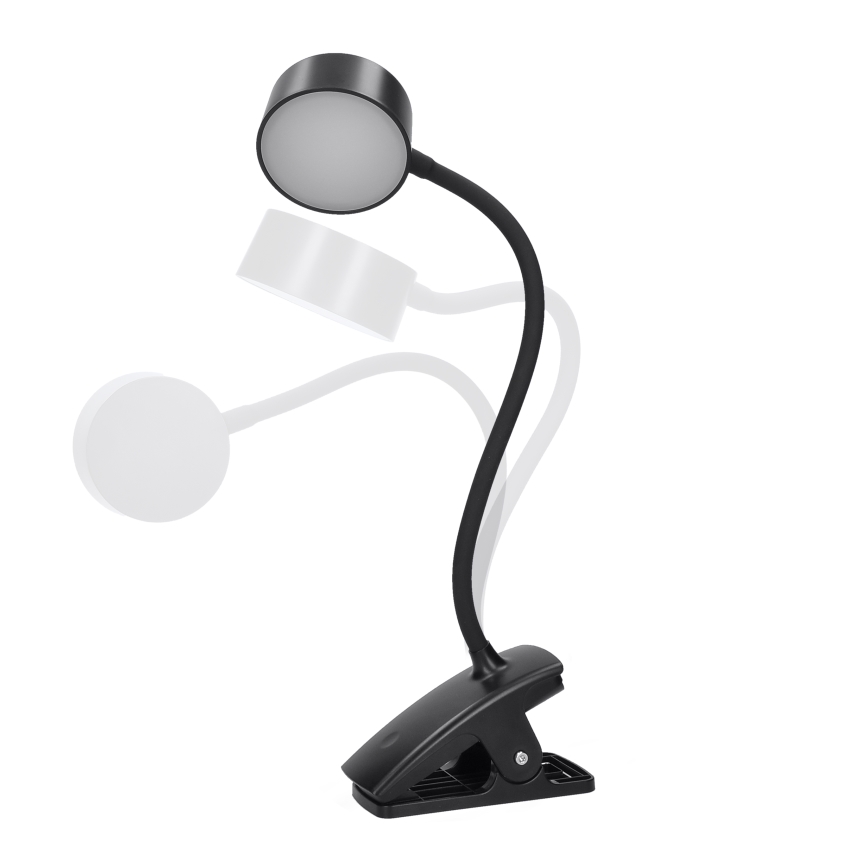 LED Himmennettävä joustava ladattava pöytävalaisin klipsillä LED/2W/1800 mAh 3000/4000/6500K musta