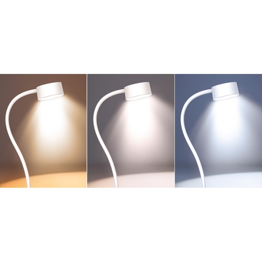 LED Himmennettävä joustava ladattava pöytävalaisin klipsillä LED/2W/1800 mAh 3000/4000/6500K valkoinen