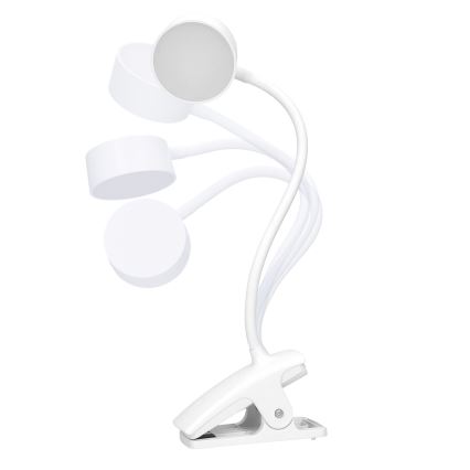 LED Himmennettävä joustava ladattava pöytävalaisin klipsillä LED/2W/1800 mAh 3000/4000/6500K valkoinen