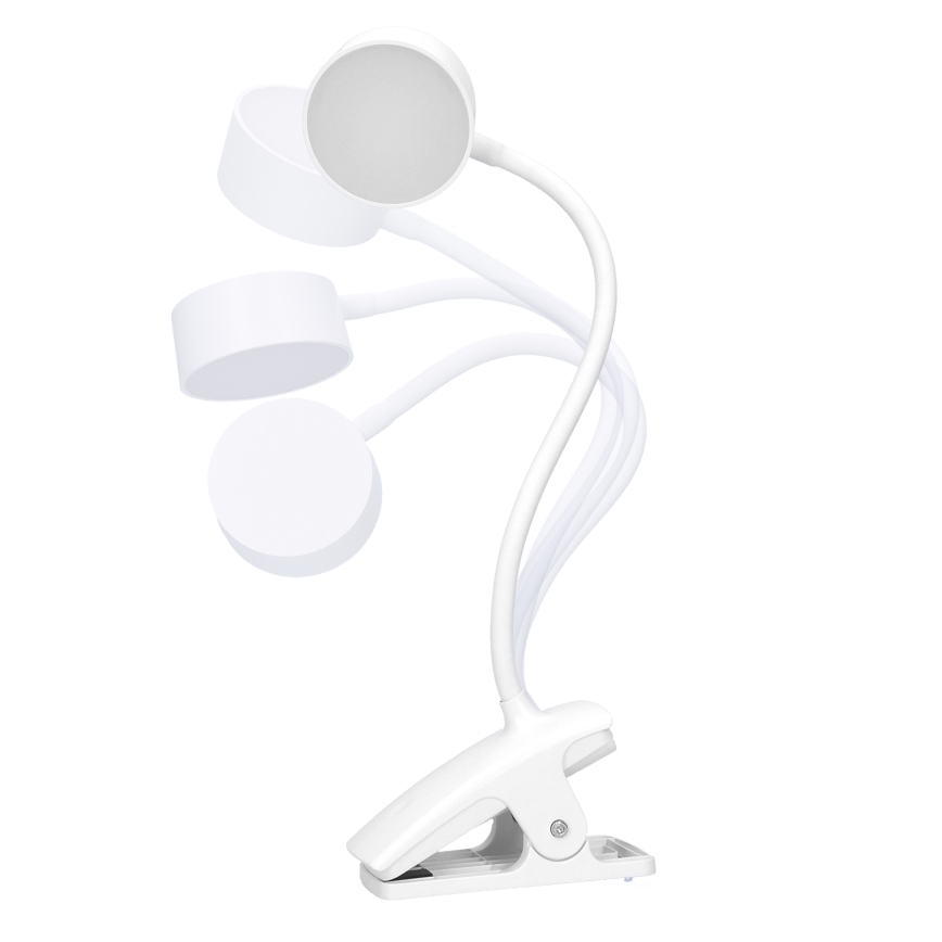 LED Himmennettävä joustava ladattava pöytävalaisin klipsillä LED/2W/1800 mAh 3000/4000/6500K valkoinen