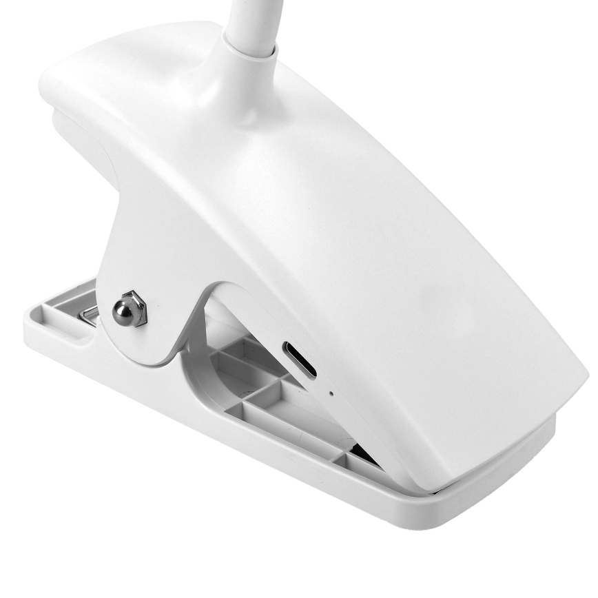LED Himmennettävä joustava ladattava pöytävalaisin klipsillä LED/2W/1800 mAh 3000/4000/6500K valkoinen