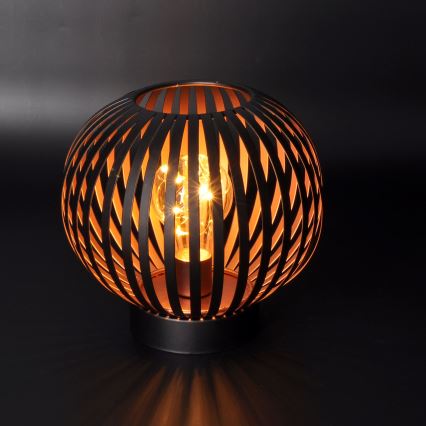 LED Koristeellinen pöytävalaisin LED/3xAA musta/kupari
