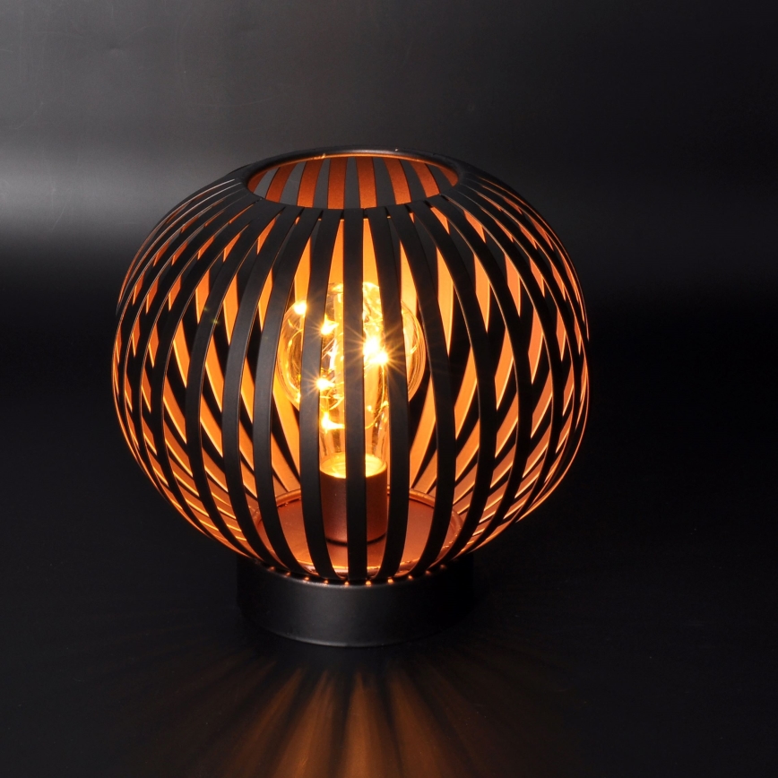 LED Koristeellinen pöytävalaisin LED/3xAA musta/kupari