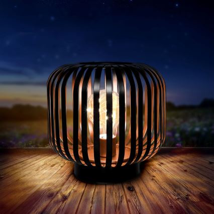 LED Koristeellinen pöytävalaisin LED/3xAA musta/kupari