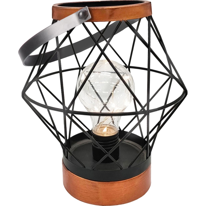LED Koristeellinen pöytävalaisin LED/3xAA musta/kupari