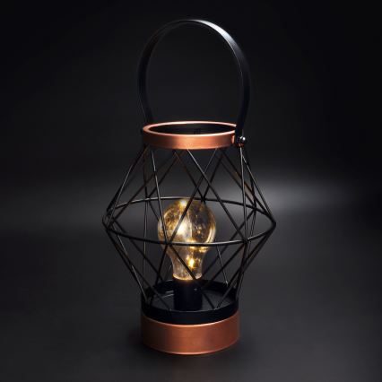 LED Koristeellinen pöytävalaisin LED/3xAA musta/kupari