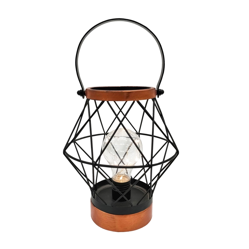 LED Koristeellinen pöytävalaisin LED/3xAA musta/kupari