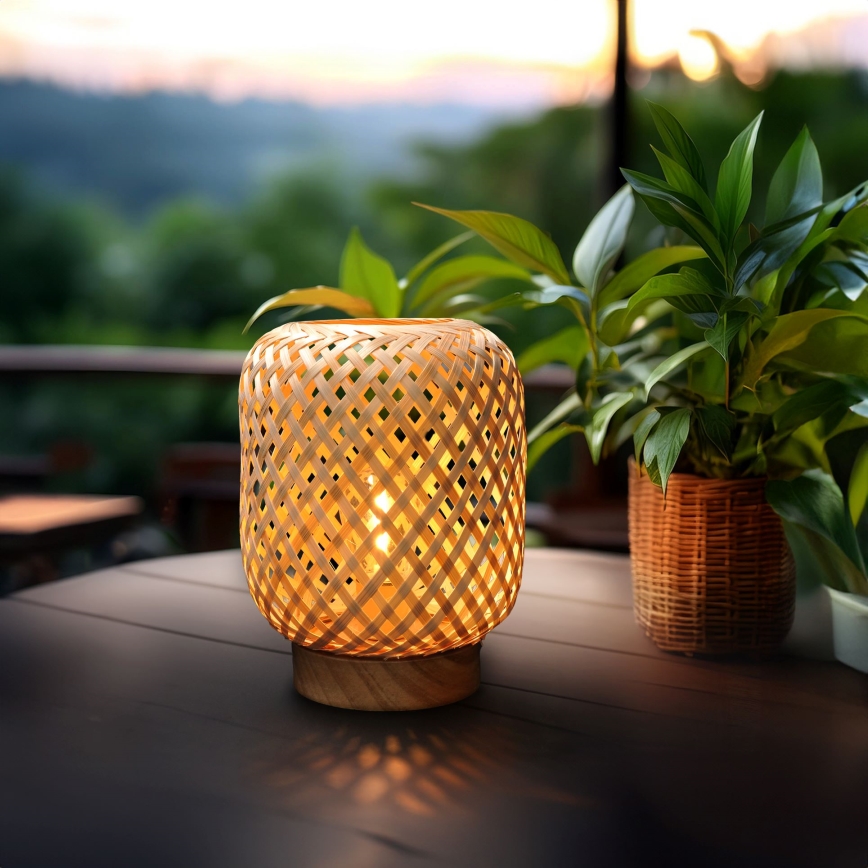 LED Koristeellinen pöytävalaisin BOHO LED/2xAAA rottinki