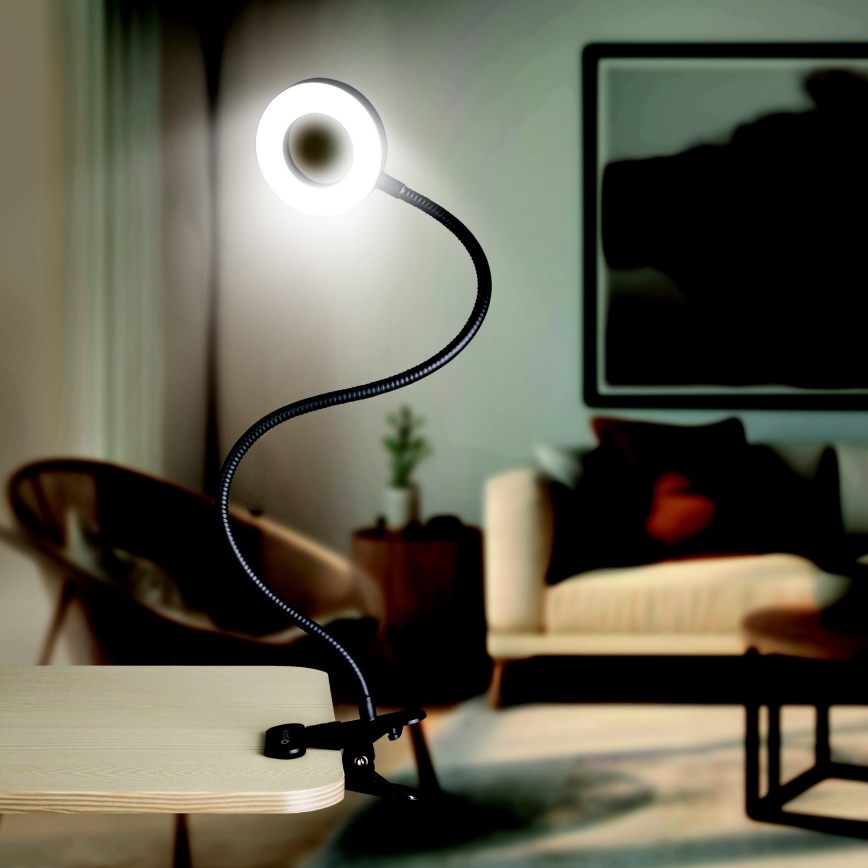 Himmennettävä LED-pöytävalaisin klipsillä LED/8W/230V 3000/4000/5000K musta