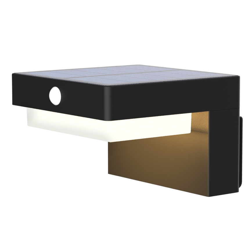 LED Aurinkopaneelivalaisin liike- ja hämärätunnistimella PALERMO LED/5W/2000 mAh IP54 musta