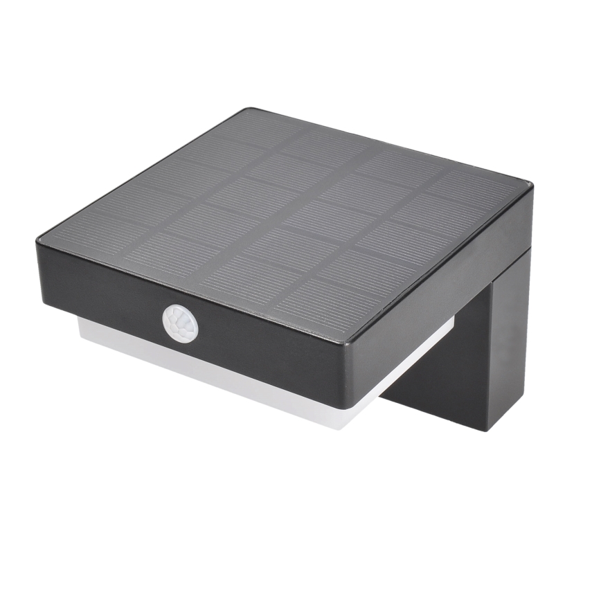 LED Aurinkopaneelivalaisin liike- ja hämärätunnistimella PALERMO LED/5W/2000 mAh IP54 musta