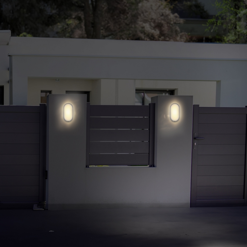 LED-ulkoseinävalaisin LED/20W/230V 4000K IP54 harmaa soikea