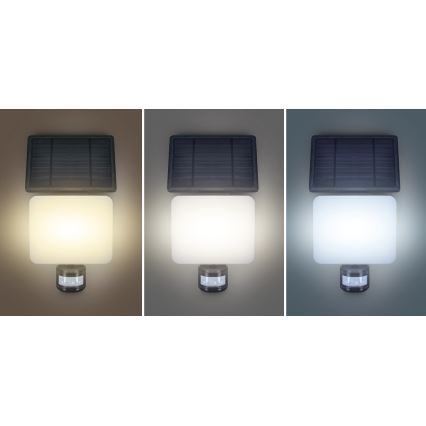 LED Aurinkovalonheitin liiketunnistimella LED/11W/3,7V 4400mAh 3000K/4000K/6500K IP54