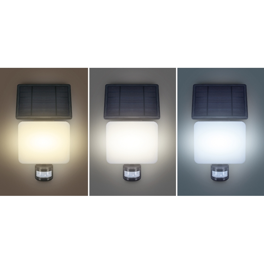 LED Aurinkovalonheitin liiketunnistimella LED/11W/3,7V 4400mAh 3000K/4000K/6500K IP54