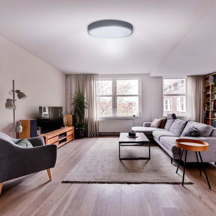 LED himmennettävä kattovalaisin GREY LED/60W/230V 3000-6500K harmaa halkaisija 49 cm + kaukosäädin