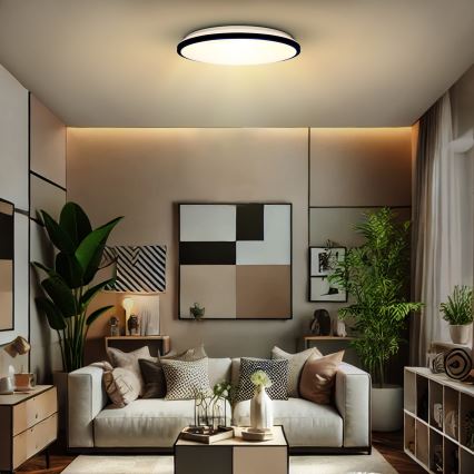Himmennettävä LED-kattovalaisin JAMIL LED/48W/230V 3000-6500K musta + kauko-ohjaus