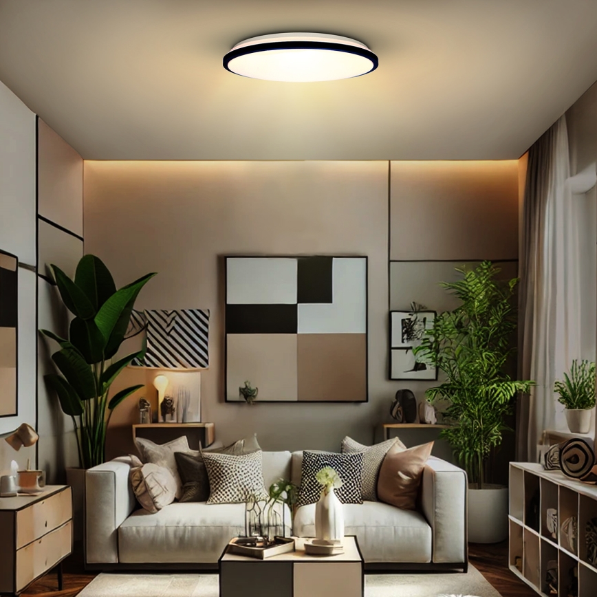 Himmennettävä LED-kattovalaisin JAMIL LED/48W/230V 3000-6500K musta + kauko-ohjaus