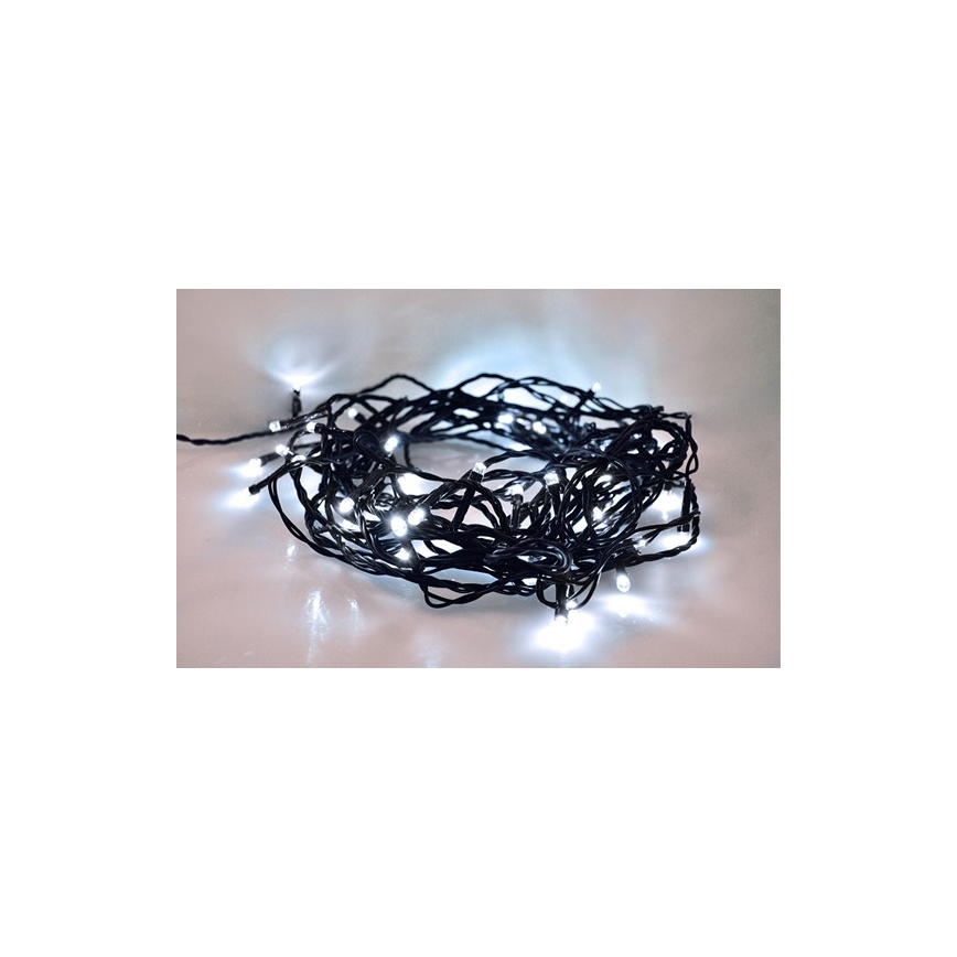LED-ulkojouluketju 100xLED/8 toiminnot IP44 13m kylmänvalkoinen
