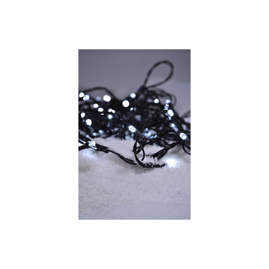 LED-ulkojouluketju 100xLED/8 toiminnot IP44 13m kylmänvalkoinen