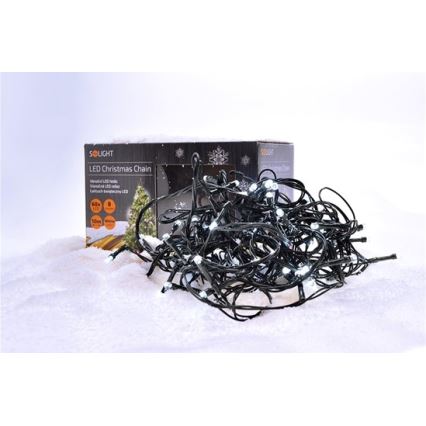 LED-ulkojouluketju 100xLED/8 toiminnot IP44 13m kylmänvalkoinen
