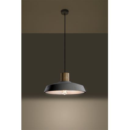 Kattokruunu johdossa AFRA 1xE27/60W/230V harmaa/pyökki