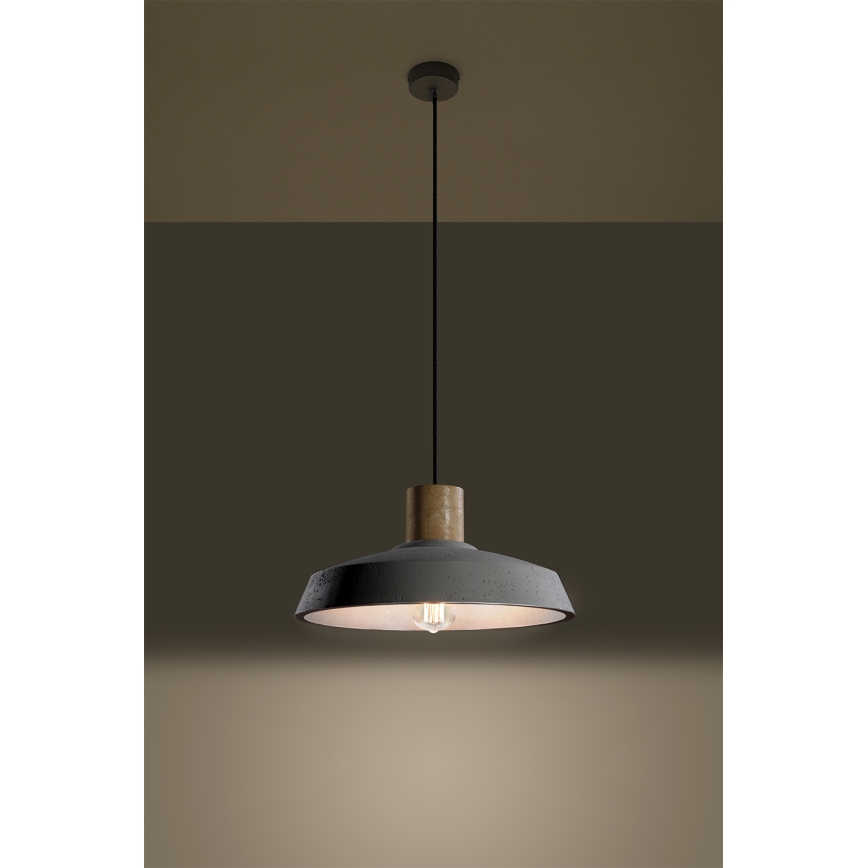 Kattokruunu johdossa AFRA 1xE27/60W/230V harmaa/pyökki