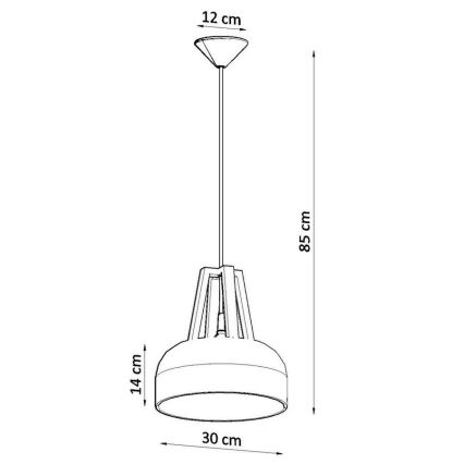 Kattokruunu johdossa CASCO 1xE27/60W/230V halkaisija 30 cm Koivu/pyökki