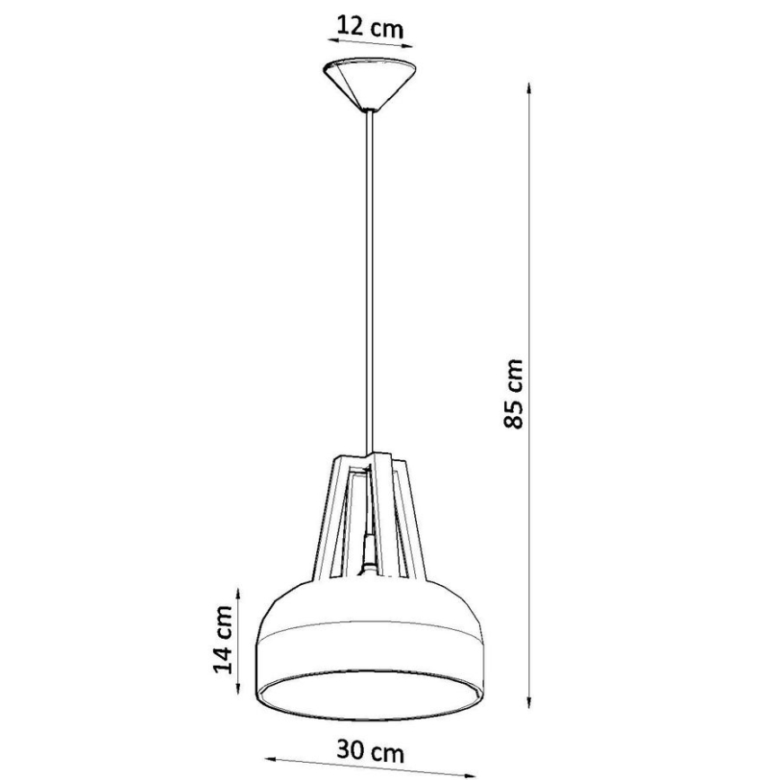 Kattokruunu johdossa CASCO 1xE27/60W/230V halkaisija 30 cm Koivu