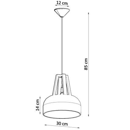 Kattokruunu johdossa CASCO 1xE27/60W/230V halkaisija 30 cm Koivu