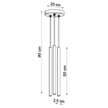 Kattokruunu johdossa PASTELO 3xG9/8W/230V musta