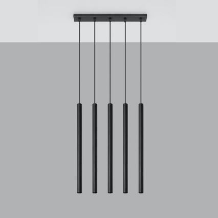 Kattokruunu johdossa PASTELO 5xG9/8W/230V musta