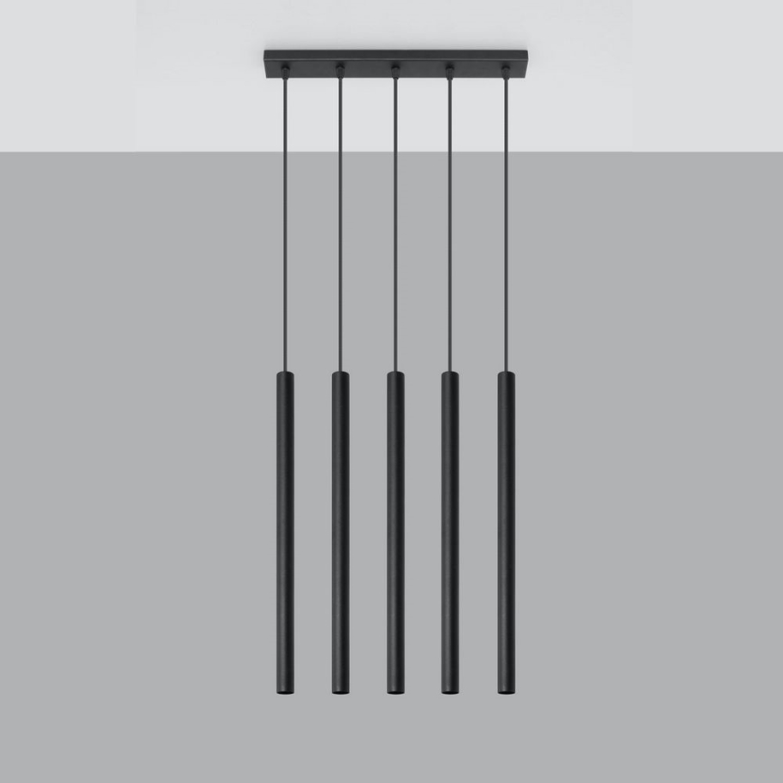 Kattokruunu johdossa PASTELO 5xG9/8W/230V musta