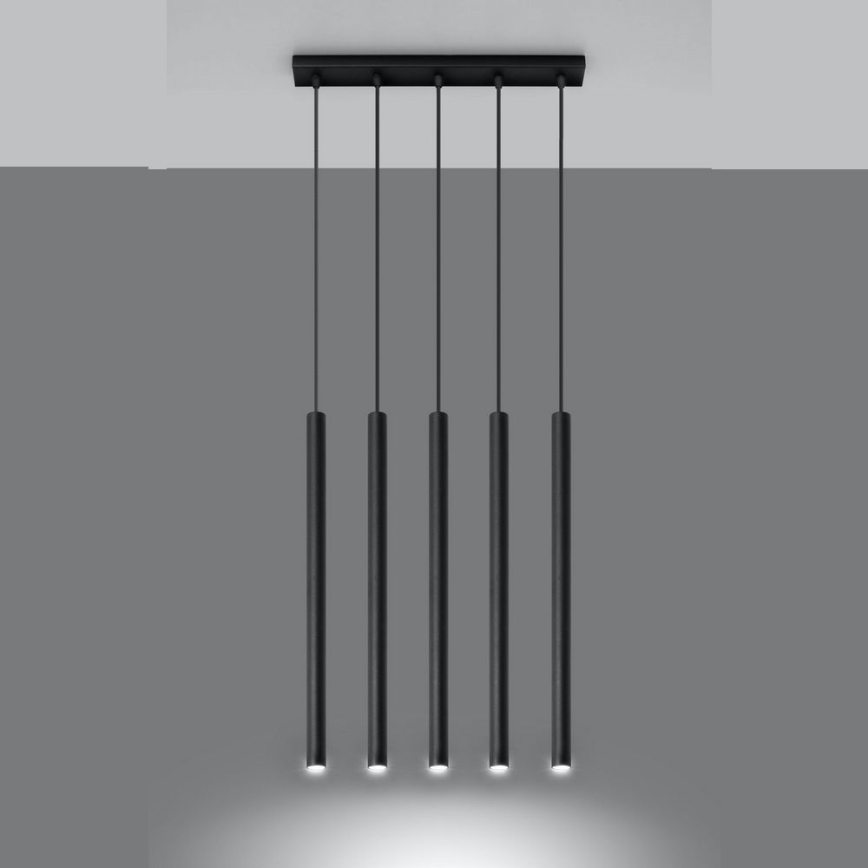 Kattokruunu johdossa PASTELO 5xG9/8W/230V musta