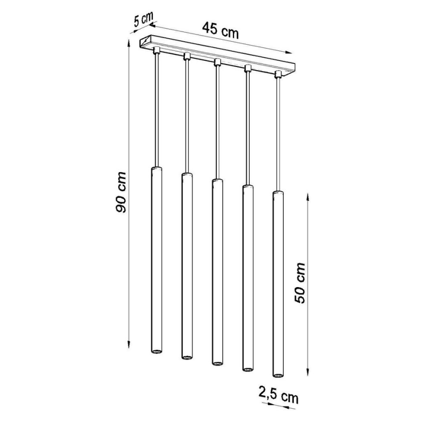 Kattokruunu johdossa PASTELO 5xG9/8W/230V musta