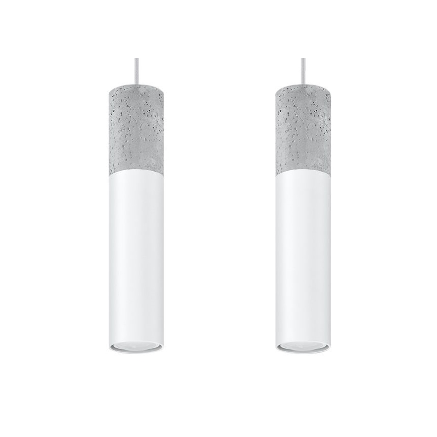 Kattokruunu johdossa BORGIO 2xGU10/40W/230V betoni/metalli valkoinen