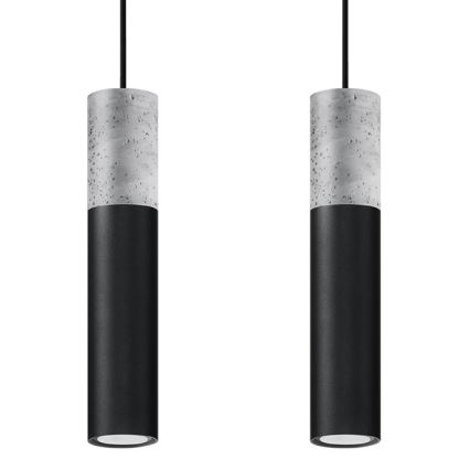Kattokruunu johdossa BORGIO 2xGU10/40W/230V betoni /metalli musta