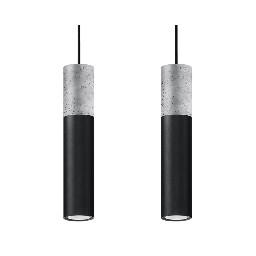 Kattokruunu johdossa BORGIO 2xGU10/40W/230V betoni /metalli musta