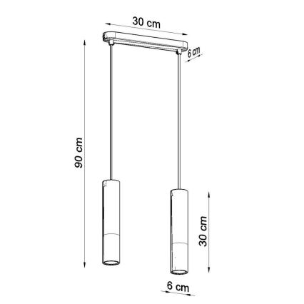 Kattokruunu johdossa BORGIO 2xGU10/40W/230V betoni /metalli musta