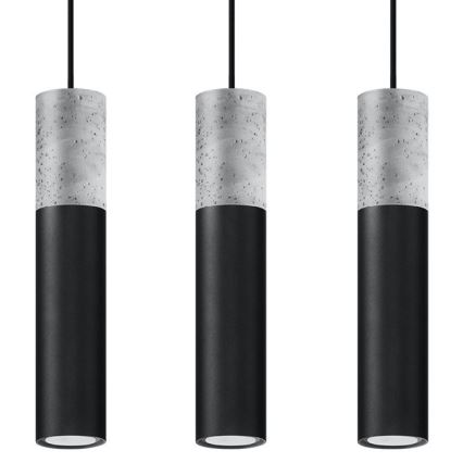 Kattokruunu johdossa BORGIO 3xGU10/40W/230V betoni/metalli musta