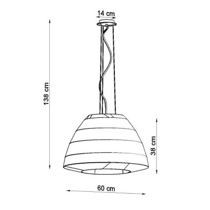 Kattokruunu johdossa BELLA 3xE27/60W/230V d. 60 cm valkoinen