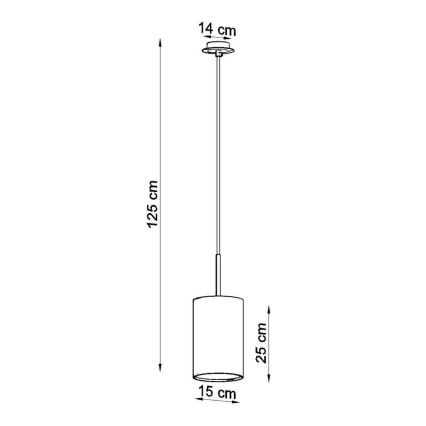 Kattokruunu johdossa OTTO 1xE27/60W/230V d. 15 cm musta
